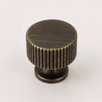 Reeded Cabinet Knob - Antique Brass