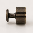 Reeded Cabinet Knob - Antique Brass