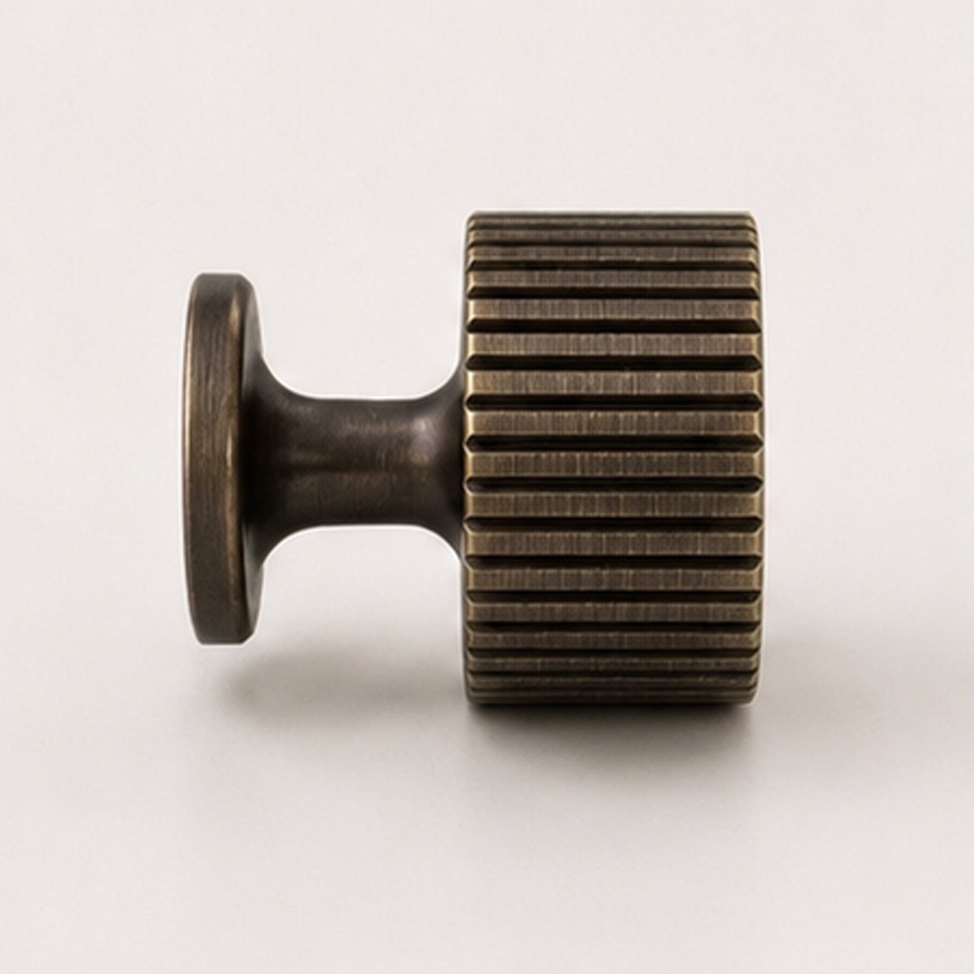 Reeded Cabinet Knob - Antique Brass