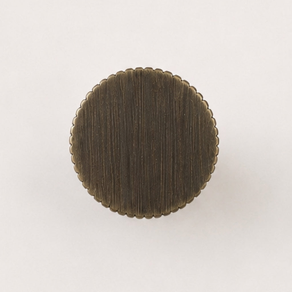 Reeded Cabinet Knob - Antique Brass