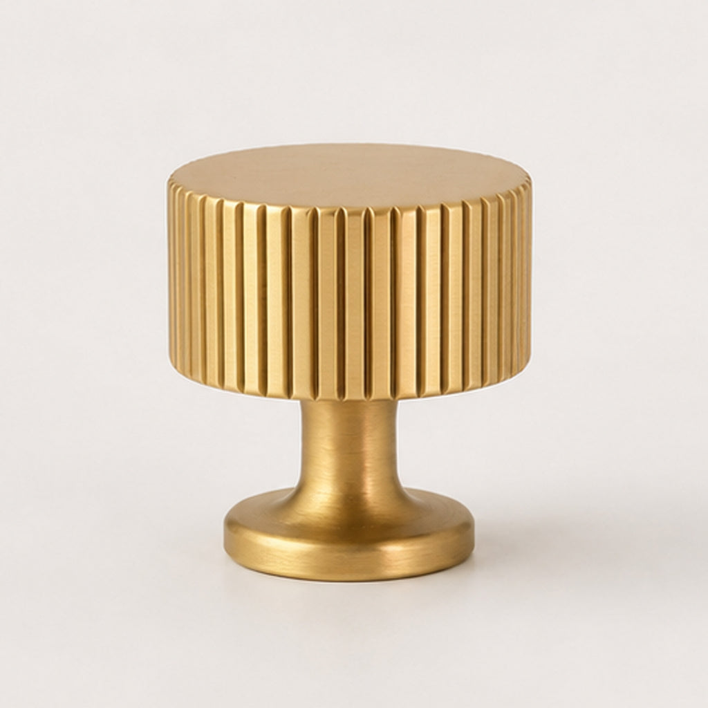 Reeded Cabinet Knob - Satin Brass