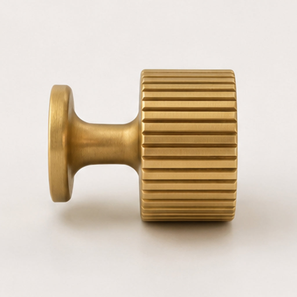 Reeded Cabinet Knob - Satin Brass