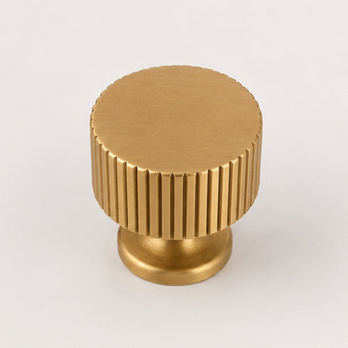 Reeded Cabinet Knob - Satin Brass