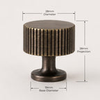 Reeded Cabinet Knob - Antique Brass