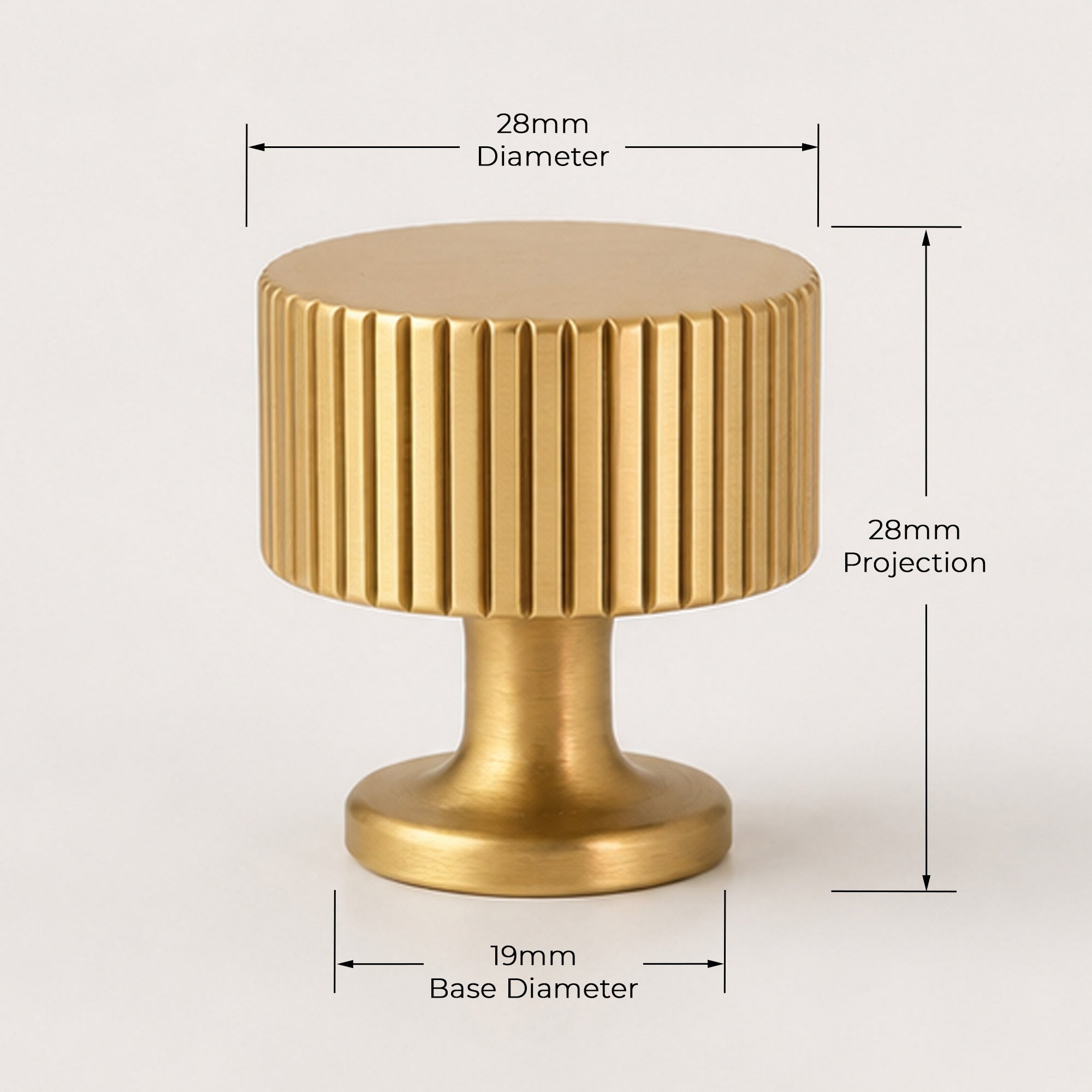 Reeded Cabinet Knob - Satin Brass
