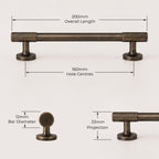 Reeded Pull Handle - Antique Brass