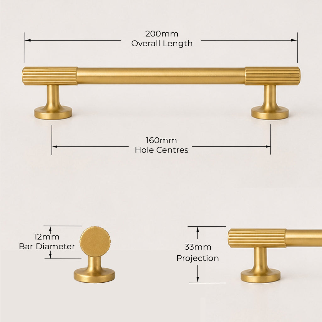 Reeded Pull Handle - Satin Brass