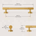 Reeded Pull Handle - Satin Brass
