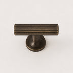 Reeded T-Bar Handle - Antique Brass