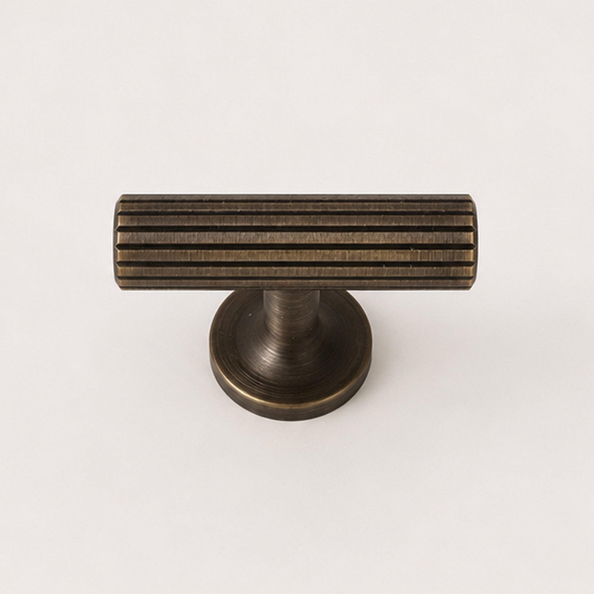 Reeded T-Bar Handle - Antique Brass