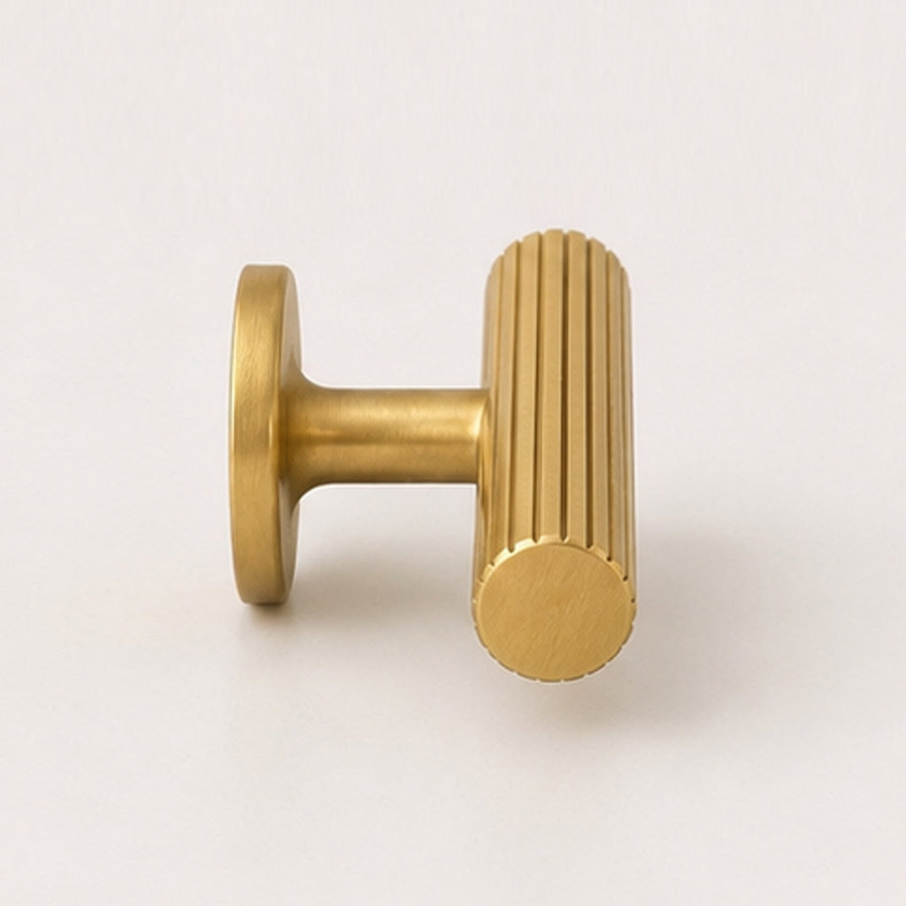Reeded T-Bar Handle - Satin Brass