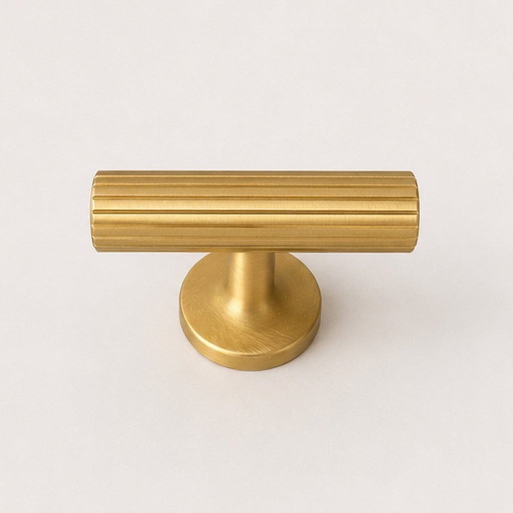 Reeded T-Bar Handle - Satin Brass